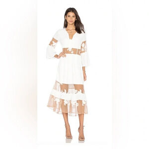For Love & Lemons Eva Midi Dress White small